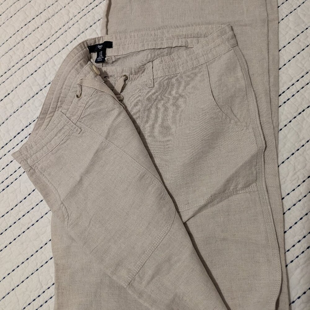 Gap linen tie pant -12 - cream/beige